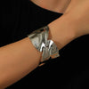 Irregular Wide Cuff Bracelet with Polished Metal Finish - Image 2