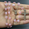 White Heart Rosary Necklace For Women Virgin Mary Cross Inri Pendant Long Chain Men Religion Prayer Party Jewelry Accessories - Image 4