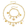Zircon Star Moon Heart Charms Necklace Matching Bracelet in Stainless Steel Gold Plated Chain Necklaces Bracelets For Women - Image 8