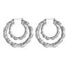 Ethnic Style Geometric Hoop Earrings Gold Silver Color Alloy Tone Bamboo Punk Women Big Hollow Creole Women - Image 7