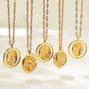 Vintage Rotating Round Disc Pendant Necklace for Women Men Two-sided Letter Signet Moon Sun Leaf Stainless Steel Jewelry - Image 2