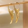 Simple Silver Color Metal Geometry Carving Wing Dangle Earrings for Women Jewelry - Image 2