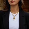 Classic Heart Zircon Star Cross Pendant Necklace For Women Gold Plated Stainless Steel Necklace Jewelry - Image 4