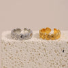 Cute Beaded Edge Heart Cuff Ring Gold Plated Stainless Steel Women Girls Finger Jewelry - Image 3