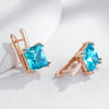 Big Square Sky Blue Stone Drop Earrings For Women Rose Gold Color Zircon Jewelry Accessories - Image 5