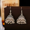Retro Ethnic Silver Color Turkish Jhumka Earrings For Women Pearl Tassel Classic Carved Indian Earrings Jewelry - Image 9