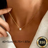 Stainless Steel Gold Plated Dainty Minimalist Zircon Charm Anti Chain Round Clear Cz Stone Necklace for Women - Image 6