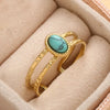 Inlaid Stone Stainless Steel Engagement Rings for Women Adjustable Opening Simplicity Vintage Ring Jewelry - Image 9