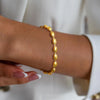 2mm-5mm Oval Beaded Bracelet Stackable, Gold Plated Stainless Steel Chain Bangle for Women - Image 2
