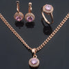 Green/Pink Stone Women Gold Rose Color Round Cubic Zircon Pendant Earrings Rings+Necklace Chain - Image 7