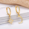 Minimalist Crystal Zirconia Stars Moon Huggie Hoop Earrings For Women Stainless Steel Circle Earrings Punk Rock Jewelry - Image 1