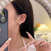 Colored Inlaid Rhinestone Leaf Earrings for Women Curved Moon Stud Earrings Temperament Jewelry - Image 4