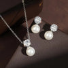 Elegant Round Cubic Zirconia Imitation Pearl Necklace Earrings For Women Bridal Wedding Party Jewelry Gift - Image 7