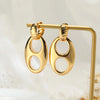 Double Circles Hoop Earrings for Women Stainless Steel Gold Chunky Oval Earring Clean Girl Jewelry - Image 4
