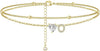 CZ Ankle Bracelets for Women Gold Plated CZ Initial Dainty Layered Heart Anklets Foot Chain Summer Beach Jewelry - Image 22