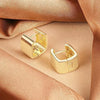 Gold Plated Women's Earring Chunky Square Stainless Steel Earrings Woman Hoops Woman Minimalist - Image 3