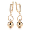 Rose Gold Color Metal Ball Long Drop Earrings For Women Zircon Setting Wedding Party Jewelry - Image 6