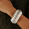 Elegant Chunky Matte Gold Ribbed Bracelet Sculptural Statement Accessory For Womens Everyday And Evening Styling - Image 6