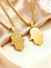 Hamsa Hand Star of David Necklace Gold Plated Stainless Steel Protection Amulet Cubic Zirconia Pendant for Women - Image 1