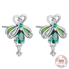 Silver Elegant Sparkling Lucky Clover Hoops Earring For Women Jewelry Simple Colorful Flower Love Gift - Image 50