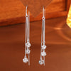 Elegant Drop Earrings For Women Bright Crystal Zirconia Square Copper Long Tassel Dangle Ear Piercing Line Accessory - Image 7