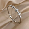 Elegant Diamond-encrusted Bone Bamboo Joint Shape Cuff Bracelet For Women Classic Plated Gold Shiny Temperament Jewelry Set - Image 15