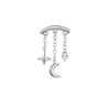 1PC Silver Eight-pointed Star CZ Piercing Earring For Women Tassel Chain Stud Earring Party Jewelry - Image 30