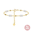 Orsa Jewels Silver Pearls Chain Bracelet Vinatge Gold Pearl Beads Bracelet on Hand Female Party Jewelry - Image 7