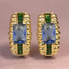 Women Hoop Earrings Gold Color Inlaid Bright Blue/Green CZ Wedding Party Elegant Accessories Jewelry Gift - Image 1
