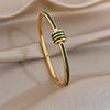 Vintage Green Zircon Block Bamboo Knot Stainless Steel Bangle for Women Golden Spring Bracelet Lady Jewelry Gift - Image 4