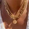 Vintage Punk Gold-plate Thick Chain Head Portrait Coin Pendant Necklace For Women Multilevel Geometric Hip Hop Jewelry - Image 1