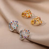 Hollow Zircon Heart Earrings For Women Stainless Steel Gold Color Heart Earring Wedding Couple Jewelry Gift - Image 4