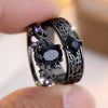 Purple Zircon Royal Blue Crystal Oval Stone Ring Sets For Women Black Metal Engagement Bands Wedding Jewelry Set Versatile Gifts - Image 6