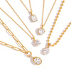 Heart Water Drop and Oval Stone Pendant Necklace in Gold Tone - Image 1