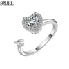 Rose Flower Rotating Ring For Women Spinner Fidgets Heart Charm Adjustable Open Rings Star Moon - Image 21