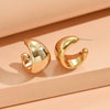 Stainless Steel Smooth Metal Chunky Dome Drop Earrings for Women Thick C-Shaped Hoop Earrings Punk Aesthetics Jewelry - Image 4