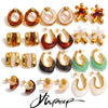 Multicolor Resin Hoop Earrings with Round and Square Shapes - Image 1