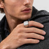 Punk Abalone Shell Stainless Steel Chunky Signet Ring for Men, Hip Hop Party Finger Jewelry Size7 8 9 10 11 12 - Image 5