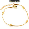 Stainless Steel Thin Round Snake Bracelet Beans Ovals Beads Charm Wristband Korean Jewelry Adjustable No Fade - Image 1