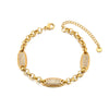 White Zircon Oval Chain Bracelet for Women Gold Color Stainless Steel Bangle Jewelry - Image 8