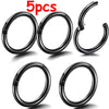 5pc Nose Rings Hoop Hinged Clicker Segment Nose Rings Ear Cartilage Ring Clip Stainless Steel Ear Nose Ring Body Jewelry Gift - Image 8