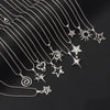 Y2K Star Sun Spiral Pendant Necklace Set Silver Tone Geometric Star Chain Necklaces for Men Women Punk Streetwear - Image 5