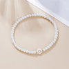 A-Z Initial Letter Bracelet for Women White Beads Round Pendant Elastic Bracelets Jewelry Mother of Pearl Charm - Image 22
