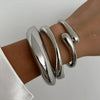 Chunky Geometric Spring Cuff Bangle in Gold-Tone or Silver-Tone - Image 4