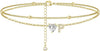 CZ Ankle Bracelets for Women Gold Plated CZ Initial Dainty Layered Heart Anklets Foot Chain Summer Beach Jewelry - Image 21