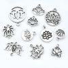 10/22-Piece Antique Silvery Lotus Charms Pendant Set for Handmade Jewelry Crafting (Necklaces/Bracelets/Earrings) - Image 5