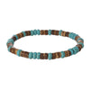 Coconut Wood Bead Stretch Bracelet with Blue and Multicolor Accents - Image 1