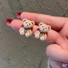 Cute Flocking Plush Rabbit Stud Earrings for Women Korean Brown Animal Bear Earring Jewelry Party Girls Gift - Image 7