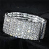 Wedding Bridal Jewelry 1-10 Row Cuff CZ Rhinestone Crystal Stretch Strand Bracelet Bangle - Image 23