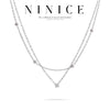 NiNice Necklaces 316L Stainless Steel Jewelry Double Layered Cubic Zirconia Pendant Korean Style Minimalist Gift - Image 1